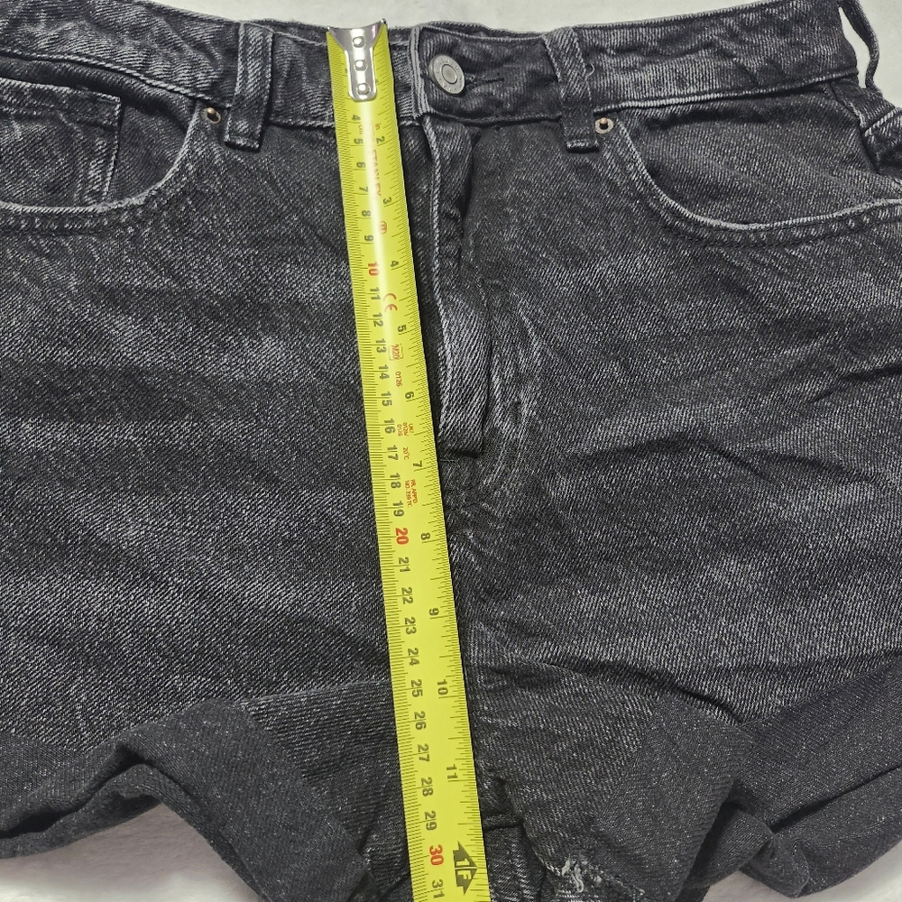 PACSUN Womens Black Denim High Waist Mom Shorts 28 Casual Summer - Picture 5 of 6